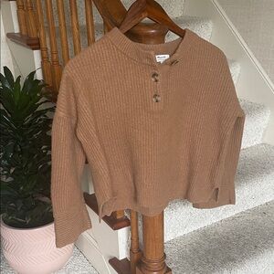 Madewell Recycled Cashmere & Wool Brown Ribbed Crew Neck Sweater
